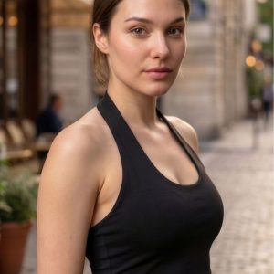 Kadın Siyah Halter Yaka Dalgıç Kumaş Sırt Dekolteli Crop Top