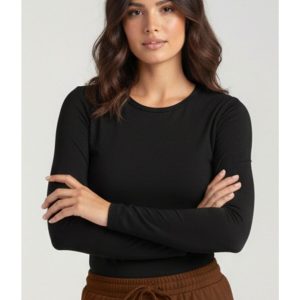 Kadın Siyah Bisiklet Yaka Bluz Body