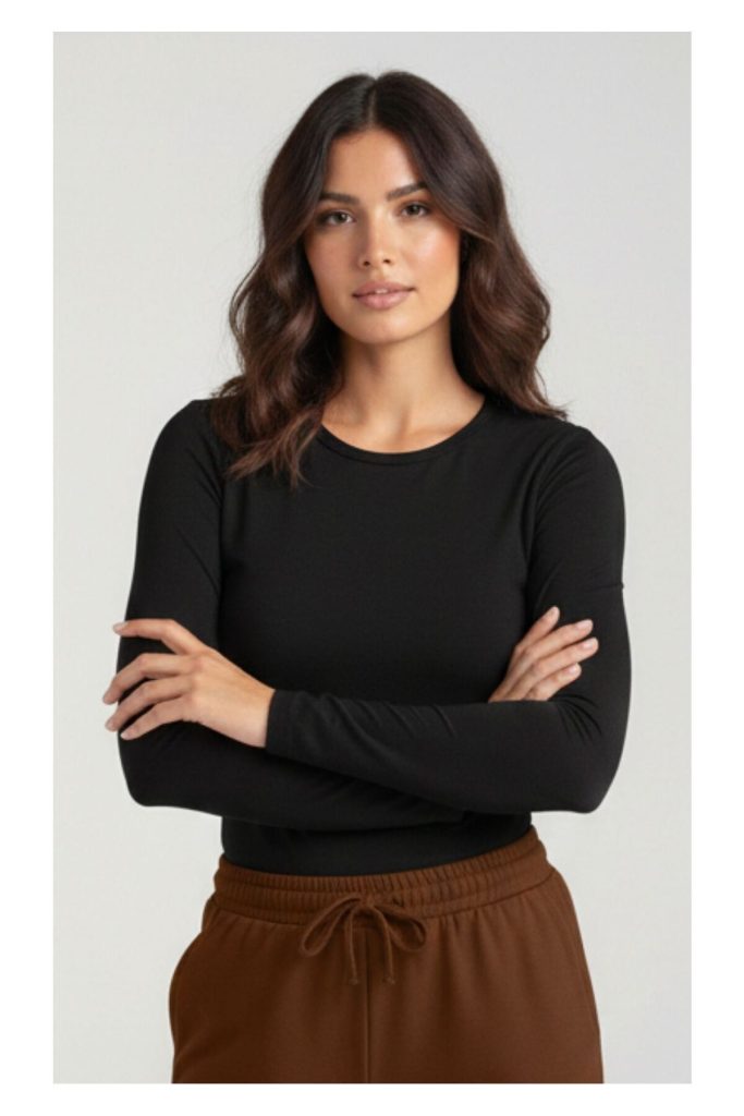 Kadın Siyah Bisiklet Yaka Bluz Body
