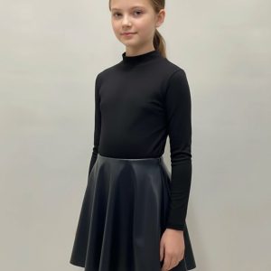 8 Parça Suni Deri Beli Lastikli Lacivert Kız Çocuk Etek