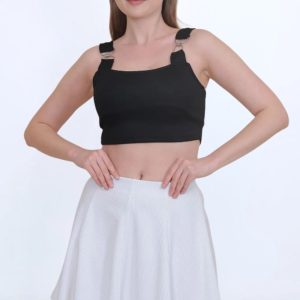 Kadın Beyaz Fitilli 8 Parçalı Mini Kloş Etek